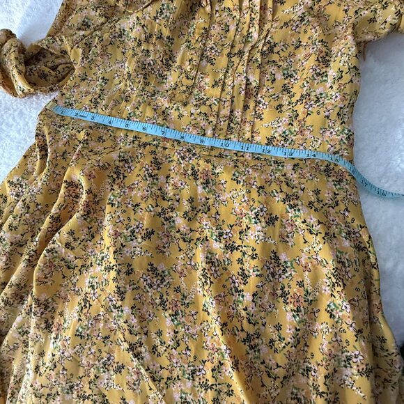 Nanette Lepore Womens Floral Yellow Dress Size 10, 3/4 Sleeve Made In China - Picture 9 of 12